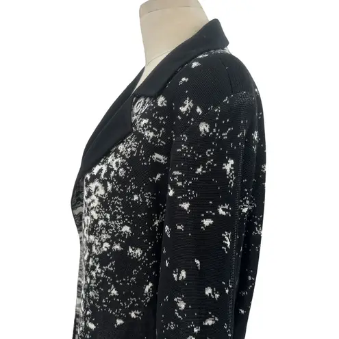 Misook Black-Multi Abstract Pattern Mid-Length Knit Blazer Jacket Plus Size 0X