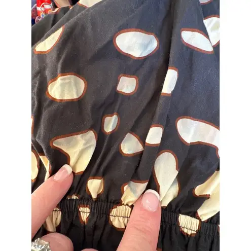 Juan D Dios Lovely resort one shoulder crop top navy spotted size small Blue