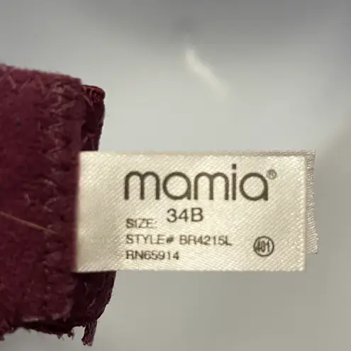 Mamia NWT Wine Colored Lace Padded Bra With Cream Stitching Detail Size 34B