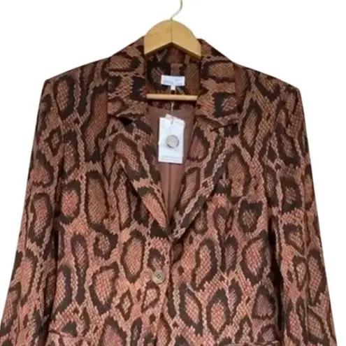 We Wore What NWT Danielle Bernstein Snakeskin Shaped Blazer 00 Brown Black Cognac