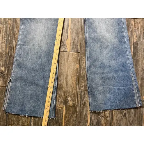 Kancan Womens Size 15/31 Mid Rise Flare Leg Jeans Light Wash Split Hem Denim NWT Blue