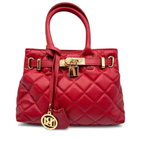 Badgley Mischka Mini Crossbody Tote Red Quilted Padlock New With Tags