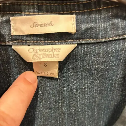 Christopher & Banks ‎ Blue Denim Jean Jacket w Stretch size Small