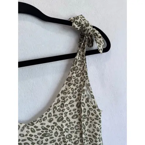 Palmacea Swimwear Leopard Print Maxi Dress Women’s S Hi Low Hem Boho Resort Green