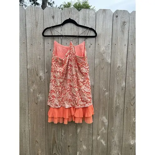 BANJUL Women Sleeveless Blouseā Small Peach Gold Tank Ruffled Summer Light Date