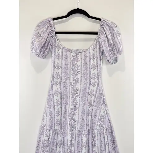 Smith & Quinn Womens Dress Purple Maxi Floral Puff Sleeve Tiered A Line Boho XS