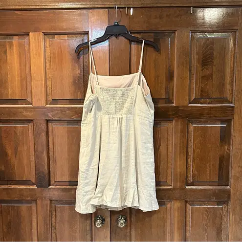 Elodie NWT Beige Linen Blend Dress Size Large Square Neckline Adjustable Straps