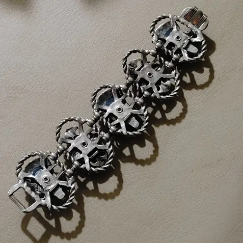 Vintage Selro Selini Bracelet MCM Red Black Enamel Lady Princess Faces Large