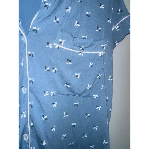 Eberjay Eberjey Pajama Top Small Leaf Print Short Sleeve Button Up Sleepwear Size S