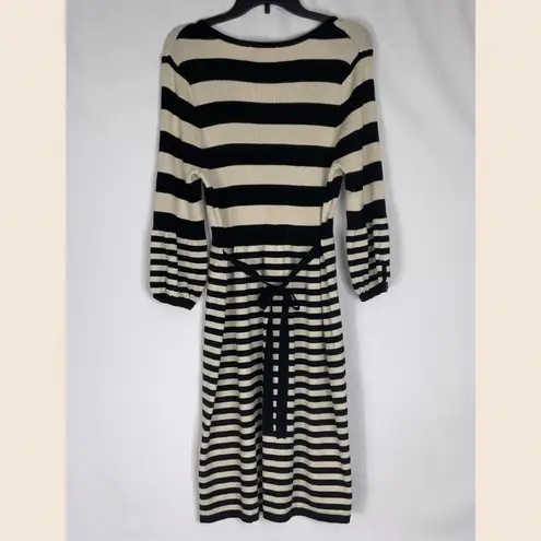 Pink Rose Women’s  Black & Cream Broad Stripe 3/4 Sleeve Sweater Dress Size 2X