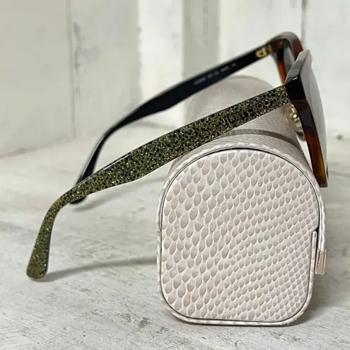 Jimmy Choo Cade/F/S 0OCY Havana/Glitter Mirrored Gray Lens Butterfly Sunglasses