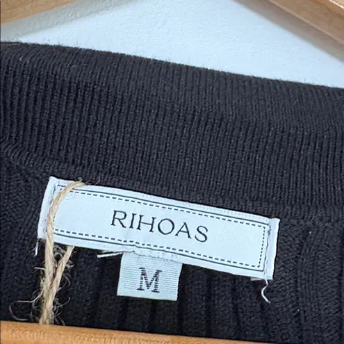 New The Rihoas Black Contrast Stitch Sweater Mini Dress Size M Size M