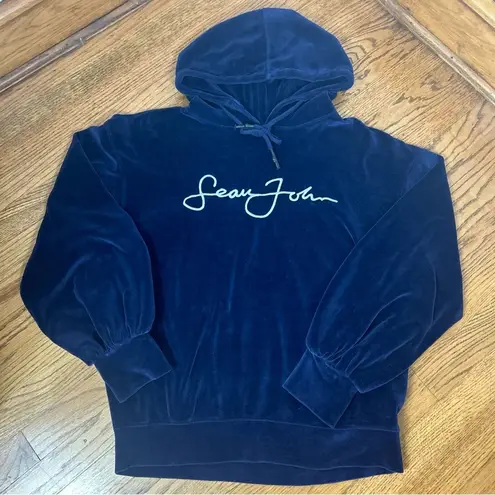 Missguided Sean John x | Blue White Velour Oversized Hoodie NWOT Size 4