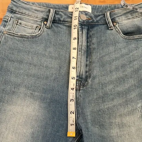 Risen Women’s High Rise Bermuda Distressed Jean Shorts - NEW