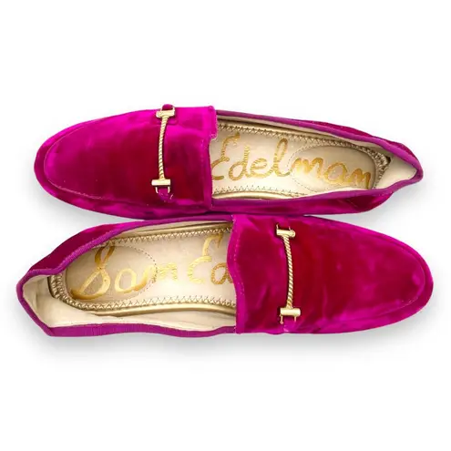 Sam Edelman  Lior Magenta Hot Pink Crushed Velvet Horsebit Loafer Shoes Size 8.5