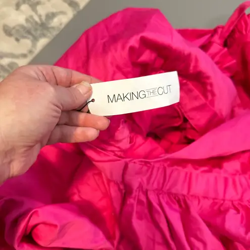 Hot Pink Ruffle Tiered Maxi Dress V Neck Tie Back Occasion Party Size XL