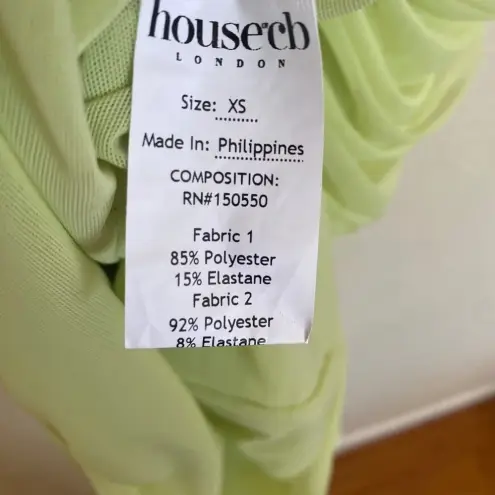 House Of CB  'Fornarina' Lime Organza Mesh Maxi Dress neon‎ bright size XS NWOT