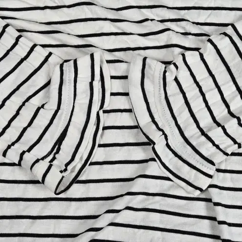 Kaileigh ‎ White Black Striped Long Sleeves Ruffle Neck Top L NWOT - Image 5