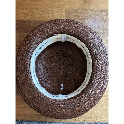 Women's Brown Raffia (?) Bowler Hat Rolled Brim Vintage Liz Claiborne 12” X 10”