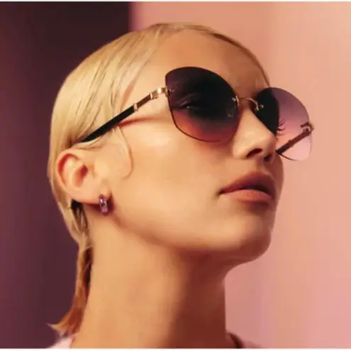 Barton Perreira Gloria Rimless Sunglasses in Tortoise, Silver, Whiskey Gradient Brown