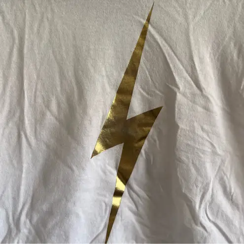 Aviator Nation Women’s White Soft Gold Lightning Bolt T Shirt Size XS