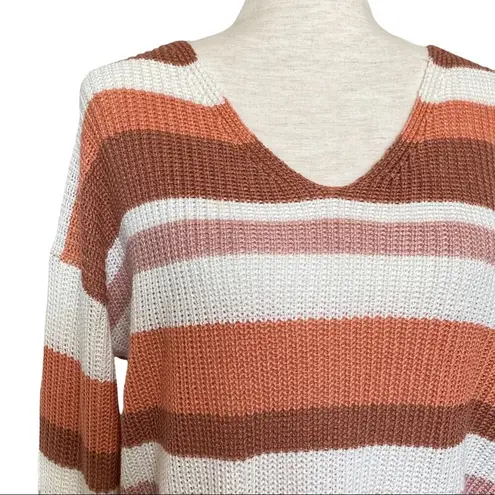 Cage Multicolor Colorblock Twist Back Lightweight Sweater Size Large Pastel Pink