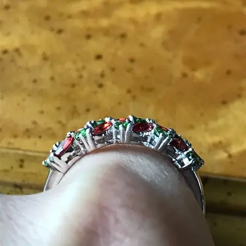 Natural Red Sapphire Chrome Diopside Sterling Silver Ring Size 10