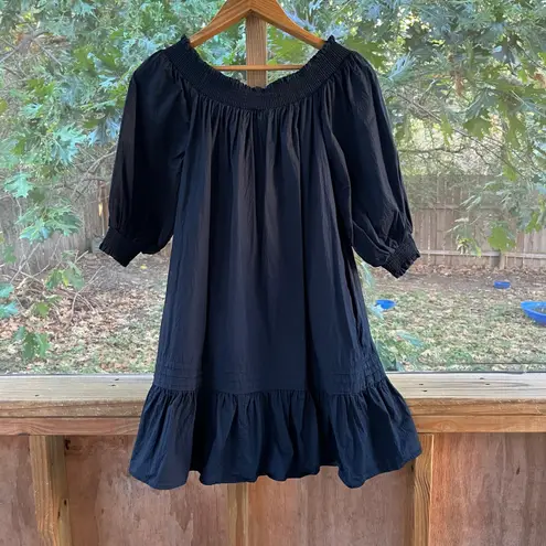 Maeve Anthropologie Women's Black Cotton Poplin Mini Dress Size S
