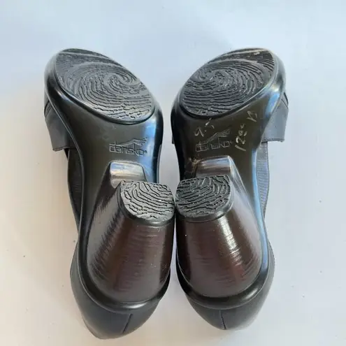 Dansko BROWN LEATHER PLEATED MARY JANE CHUNKY HEEL SHOES WOMENS SIZE 41 …