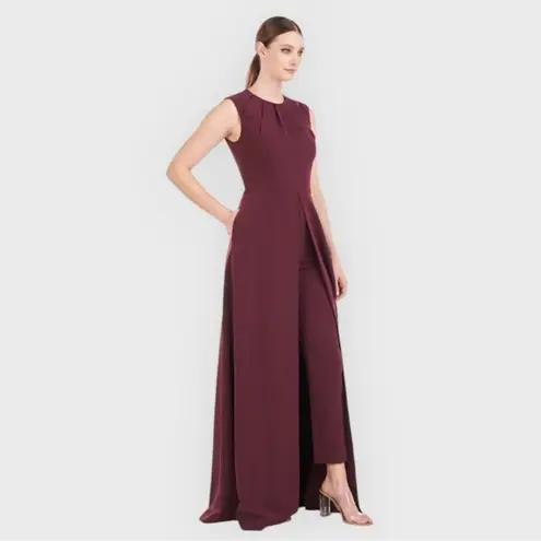 Kay Unger NWOT Zeda Crepe Dress Burgundy Pantsuit