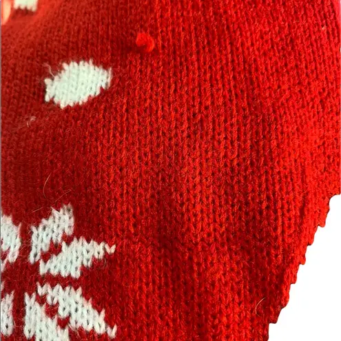 Holiday Time Christmas Red Sweater Scarf Set Acrylic New Womens Medium Pullover Penguin