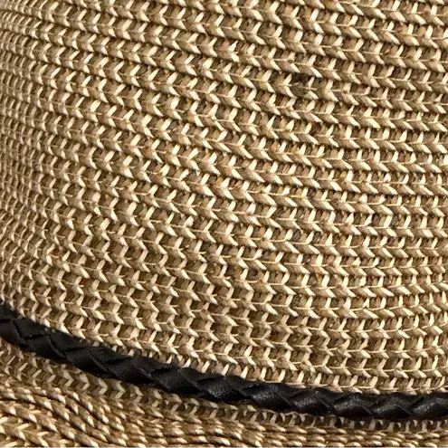 Rei Co-op Rei Hat Straw Wide Brim Braided Leather Strap Tan Brown Sun Travel Beach Unisex