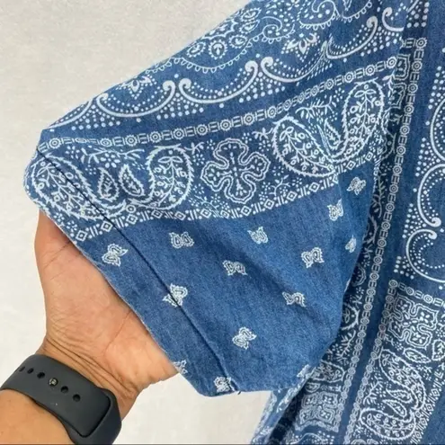 Cortefiel Denim Paisley Bandana Print Dress Blue Size 8