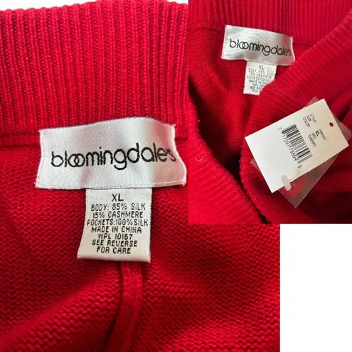 BLOOMINGDALES CHERRY RED SILK CASHMERE WIDE LEG LOUNGE PANTS JOGGERS XLARGE NWT Size XL