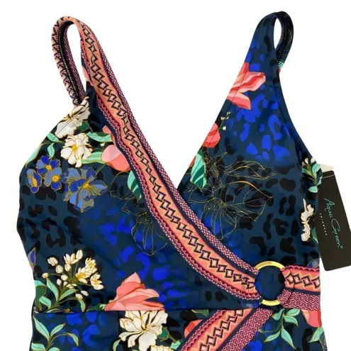 Aqua Green NWT AQUA GREEN Women's Floral Wrap Front One Piece Swimsuit Size Small