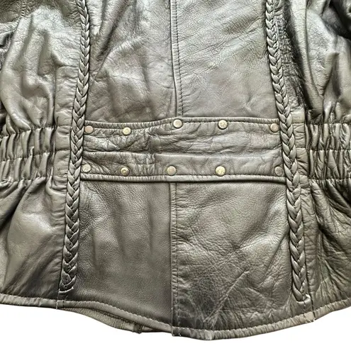 Hudson Genuine Black biker Leather Vintage women's jacket Small Bikercore