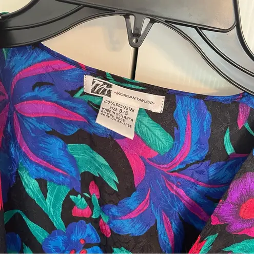 Vintage Satin Floral Robe Kimono Lace Trim Tropical One Size Red Size undefined