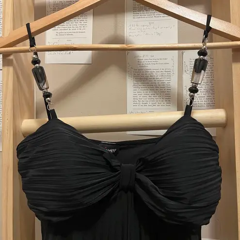 Y2K Black Dress Made In The USA with Bra Paddings and Straps with Large Beads Size M