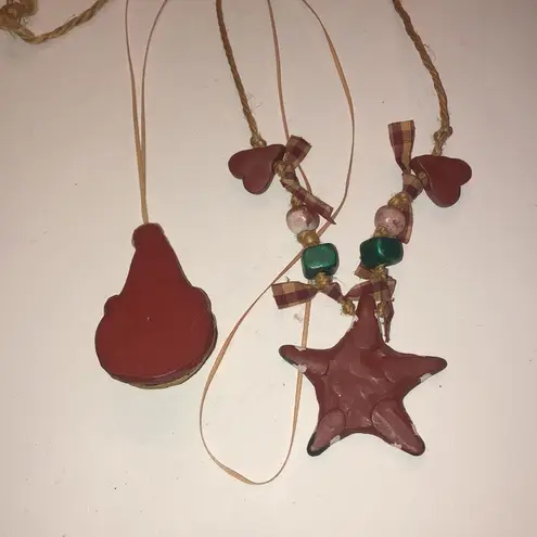 Lot of 2 Christmas Santa Holiday Chunky Fun Retro Necklaces