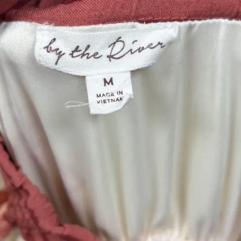 By The River Women's Medium Midi Dress Sleeveless Tropical Print Casual White