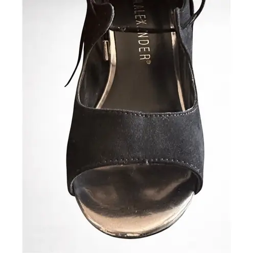 Athena Marie Athena Alexander Womens Black Suede Vikki Strappy Lace Up Block Heel Sandal