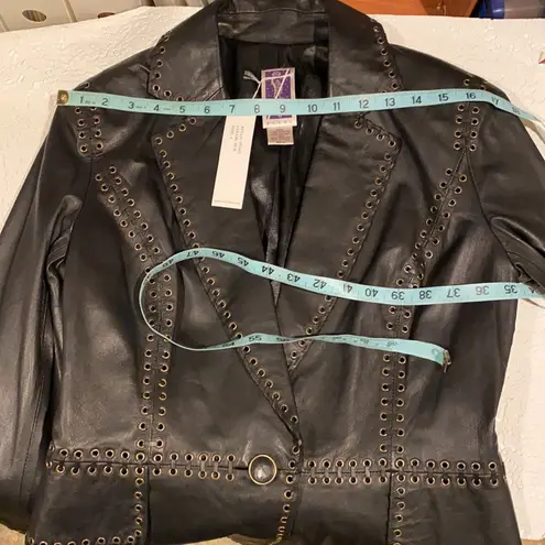 Black Leather Blazer Zelda Whipstitched NWT 6