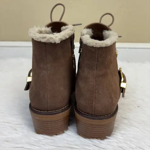 Sporto Katie Tan Suede Lace Up Faux Shearling Lined Boot Size 9W