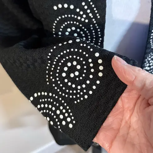 Ming Wang Textured Beaded One Hook Knit Cardigan Jacket in Black Womens S💚