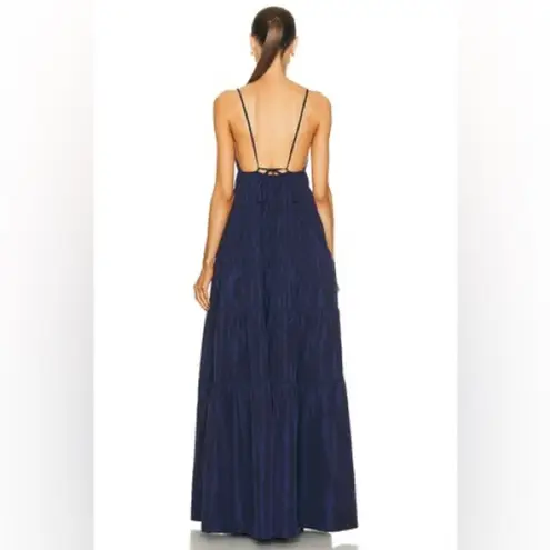 STAUD NWT Ripley Tiered Maxi Dress Navy Blue Size XS