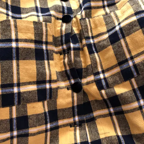 Lazy Oaf Pinny pinafore yellow plaid mini dress