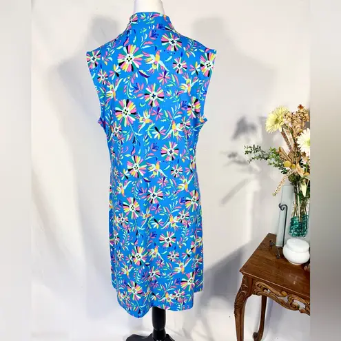 IBKUL Estela Zip Mock Neck Sleeveless – Multi Floral Golf/Tennis Dress Sz L 🧡 Blue Size L