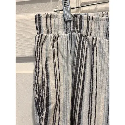 BRIGGS Linen Blend Wide Leg Striped Pants Size XL Beach Lagenlook Vacation Blue