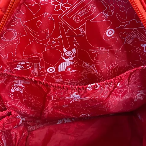 RARE Lug Target Puddle Jumper Tote Bag Red Quilted Nylon w/ Multiple Pockets GUC
