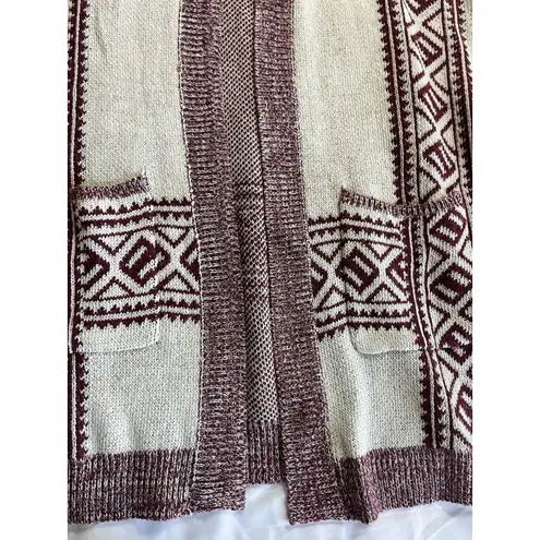 NWT Heimish Women's Open Front Cardigan Sweater 1/2X Cream / Red Southwest Aztec
